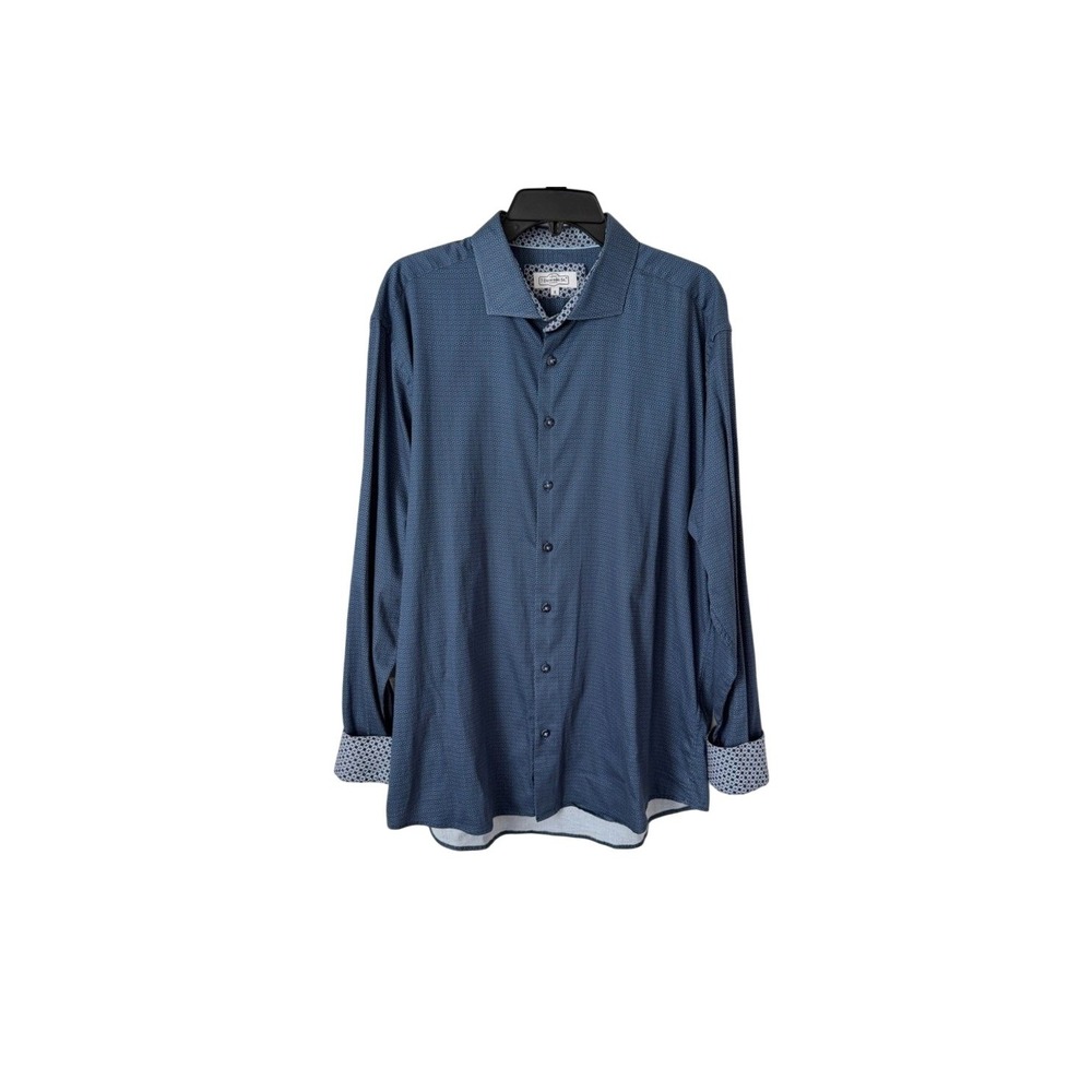 7 Downie St. Couture Blue Long Sleeve Button Up Sport Shirt Flip Cuffs Sz 8